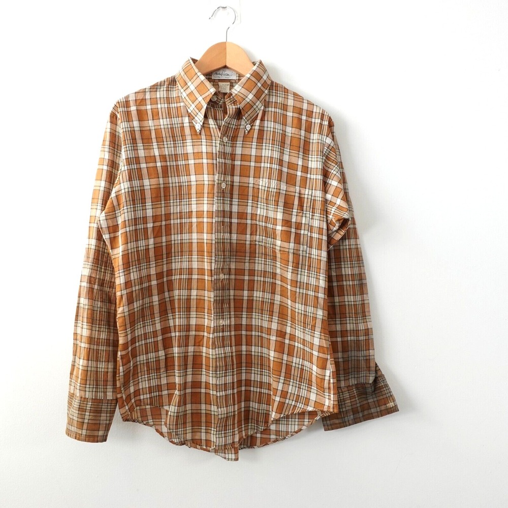 VINTAGE Michel Daniel Dress Shirt Small Flannel Plaid Button Down Rustic Tartan